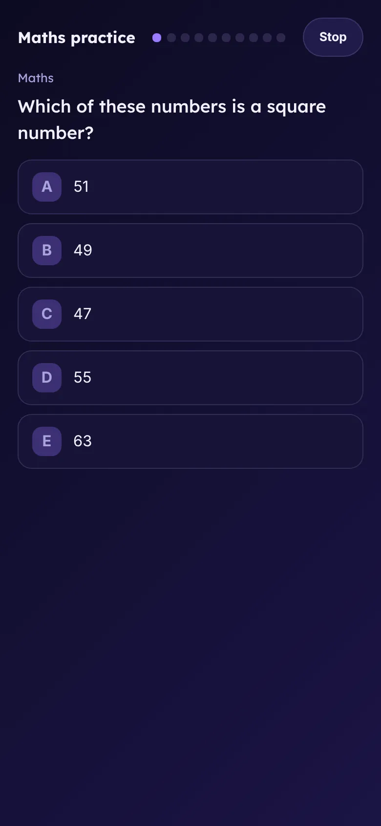 A Maths question on a phone