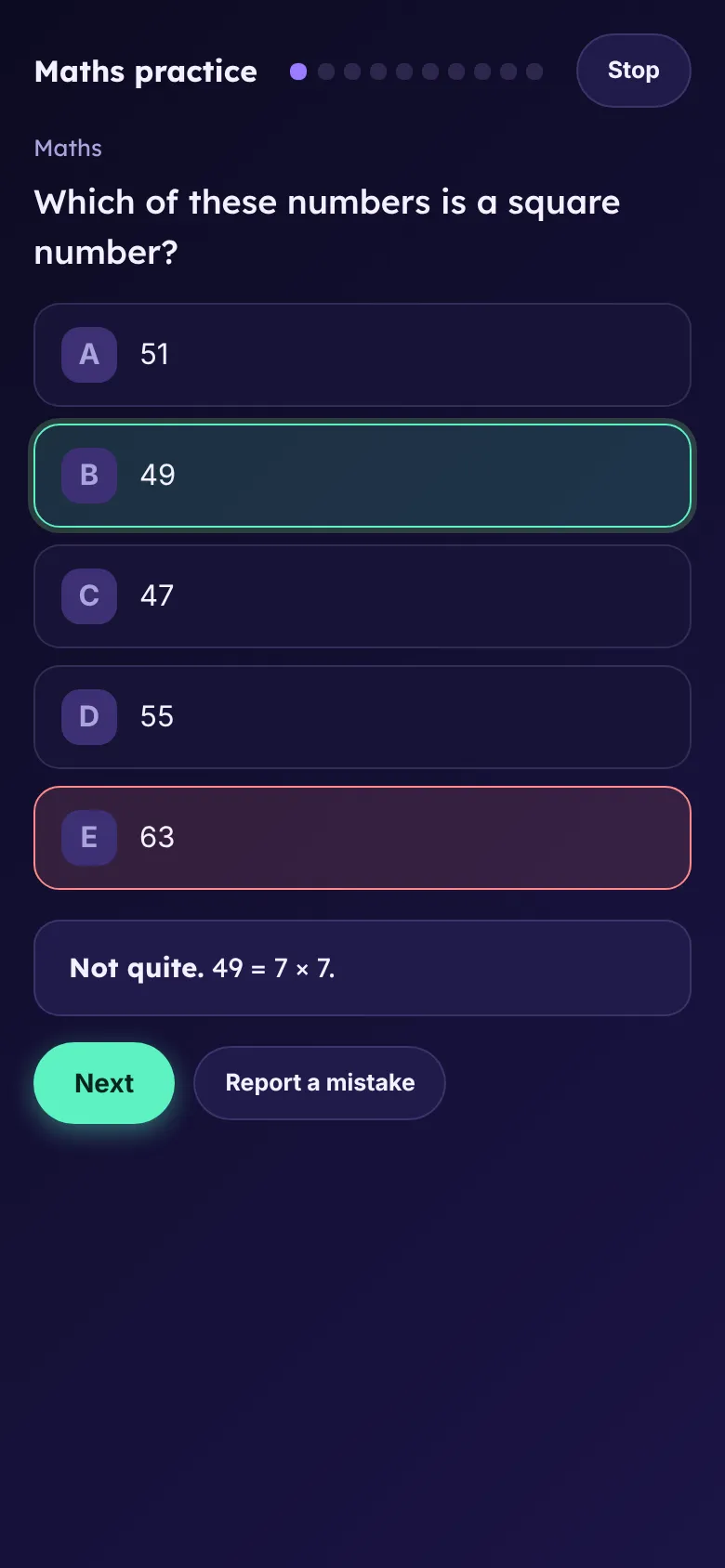 Answer feedback on a phone