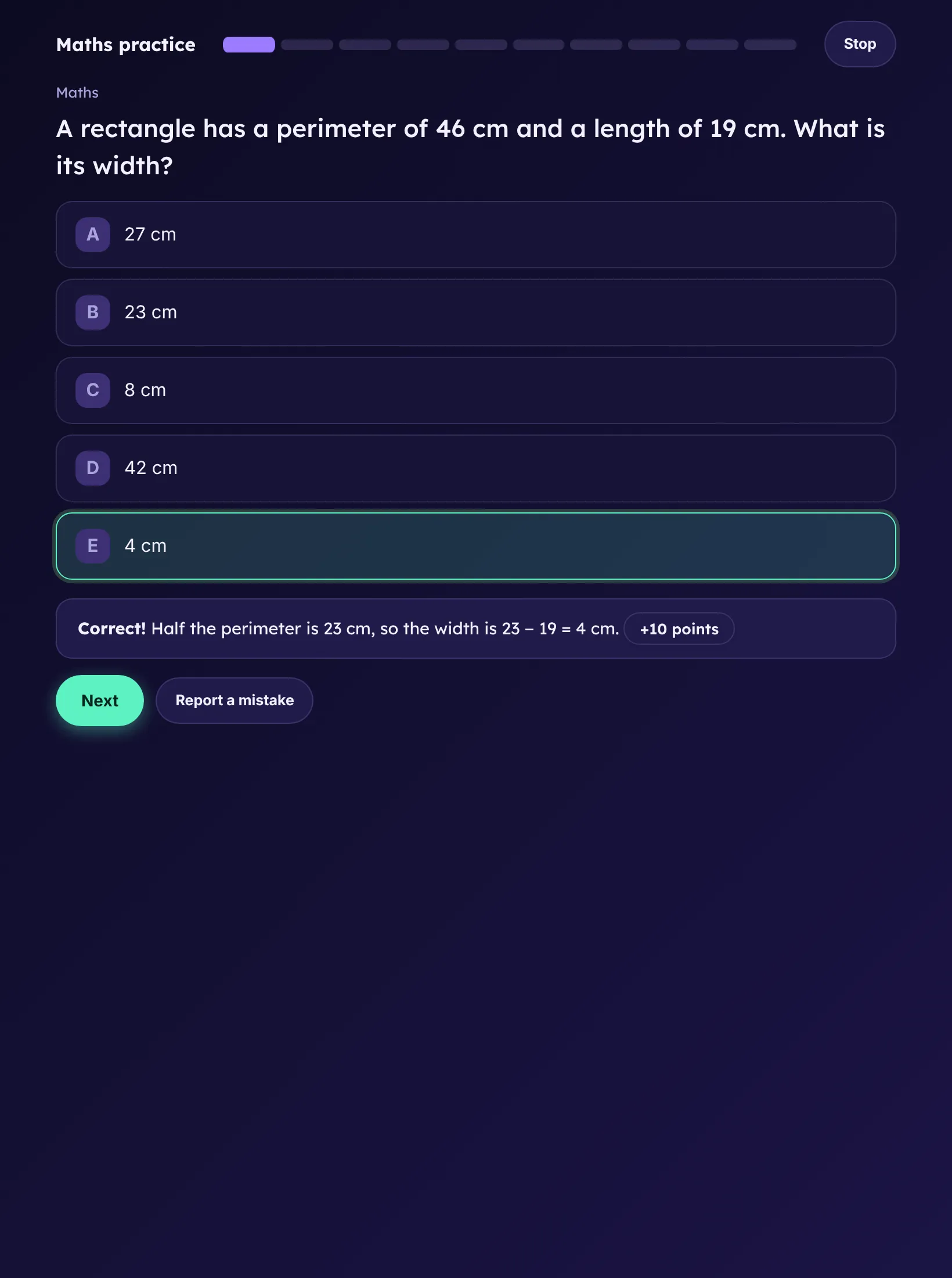 Answer feedback on a tablet